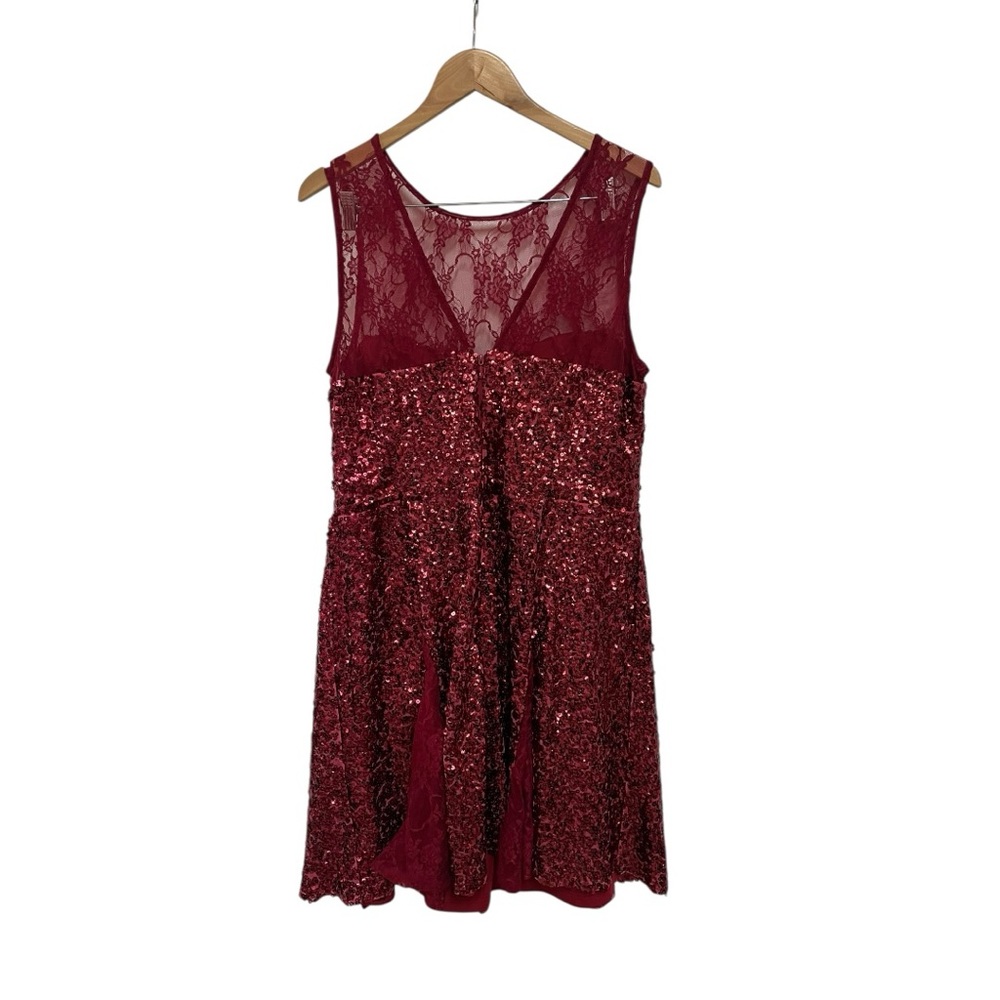 ASOS Red Sequin Lace Mini Dress US 16